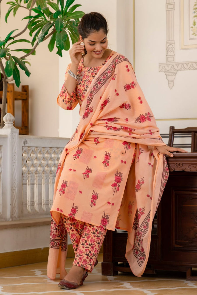 Peach Color Suit with Dupatta