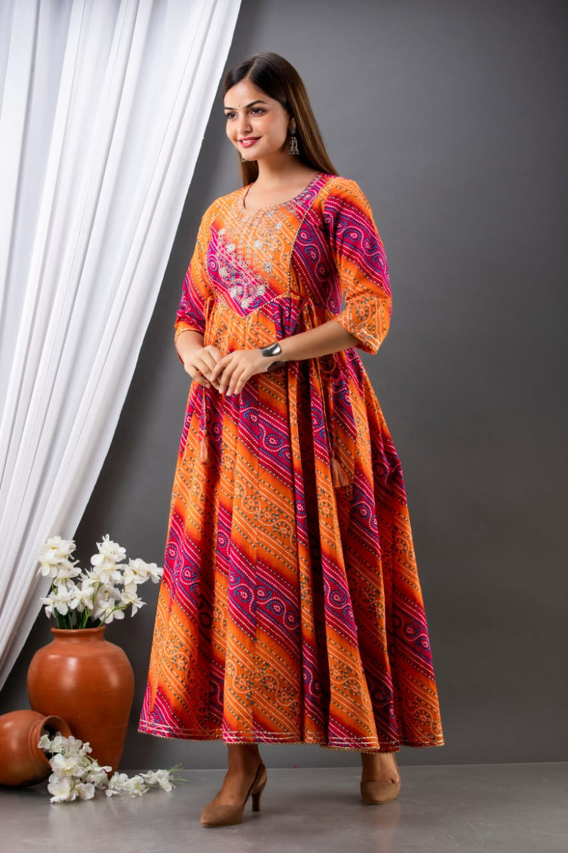 Pink & Kesari Color Gown