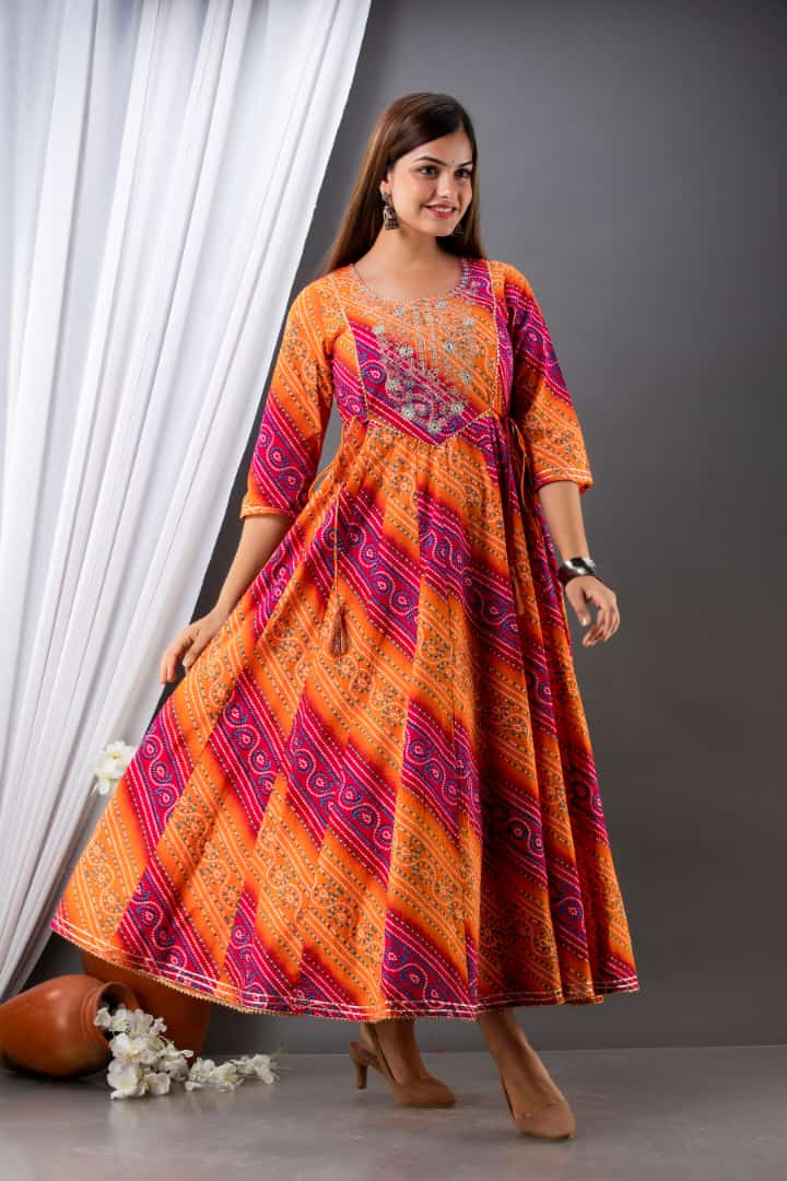 Pink & Kesari Color Gown