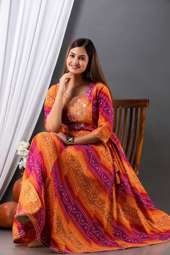 Pink & Kesari Color Gown