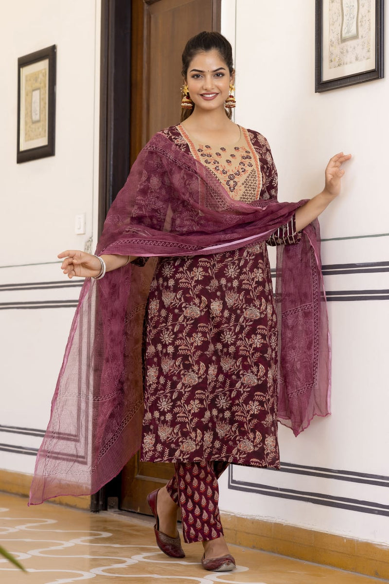 Maroon Color Suit With Duppata