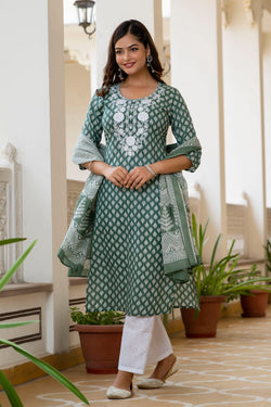 Viridian Color Suit With Duppata