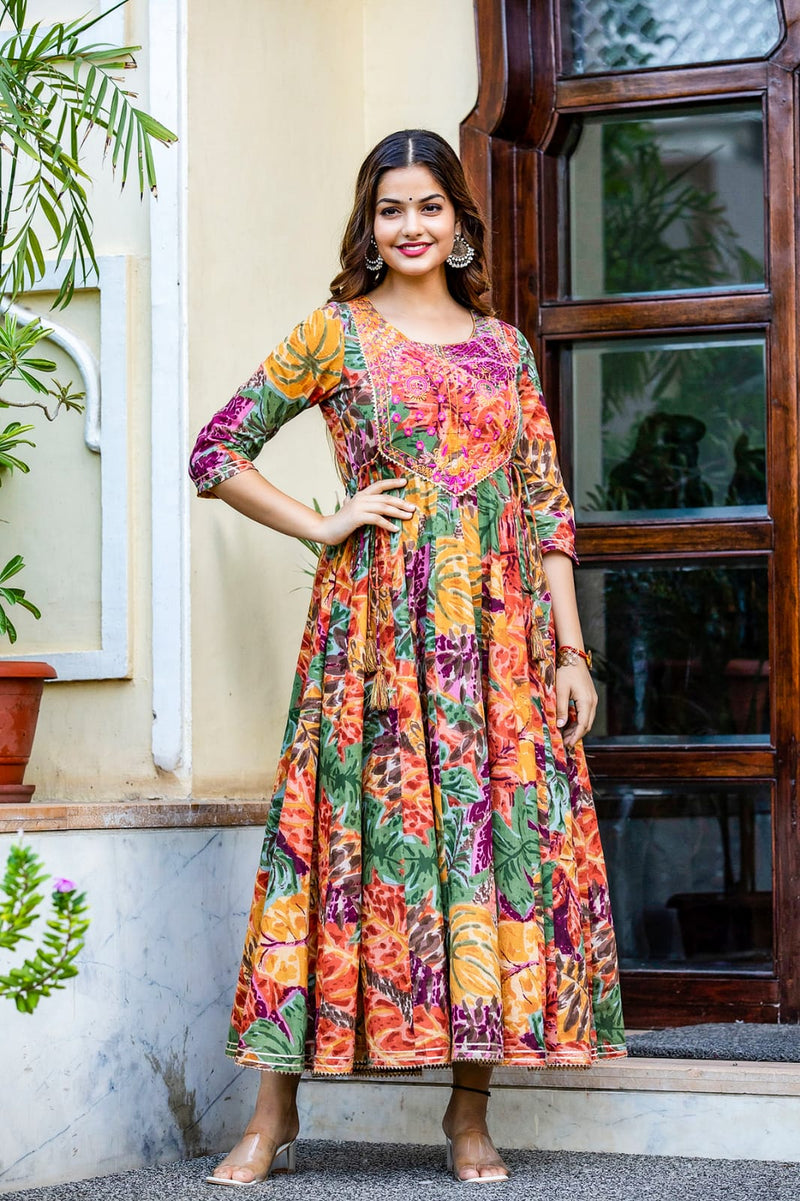 Multicolor Floral Gown