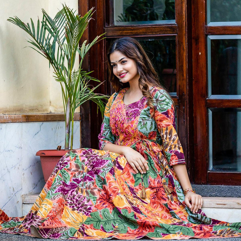 Multicolor Floral Gown