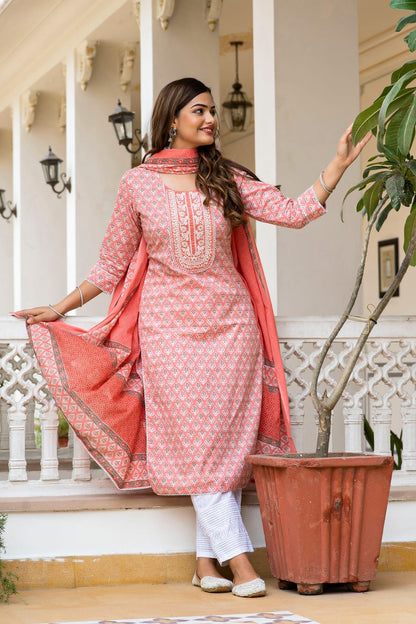 Bright Pink Color Suit With Dupatta