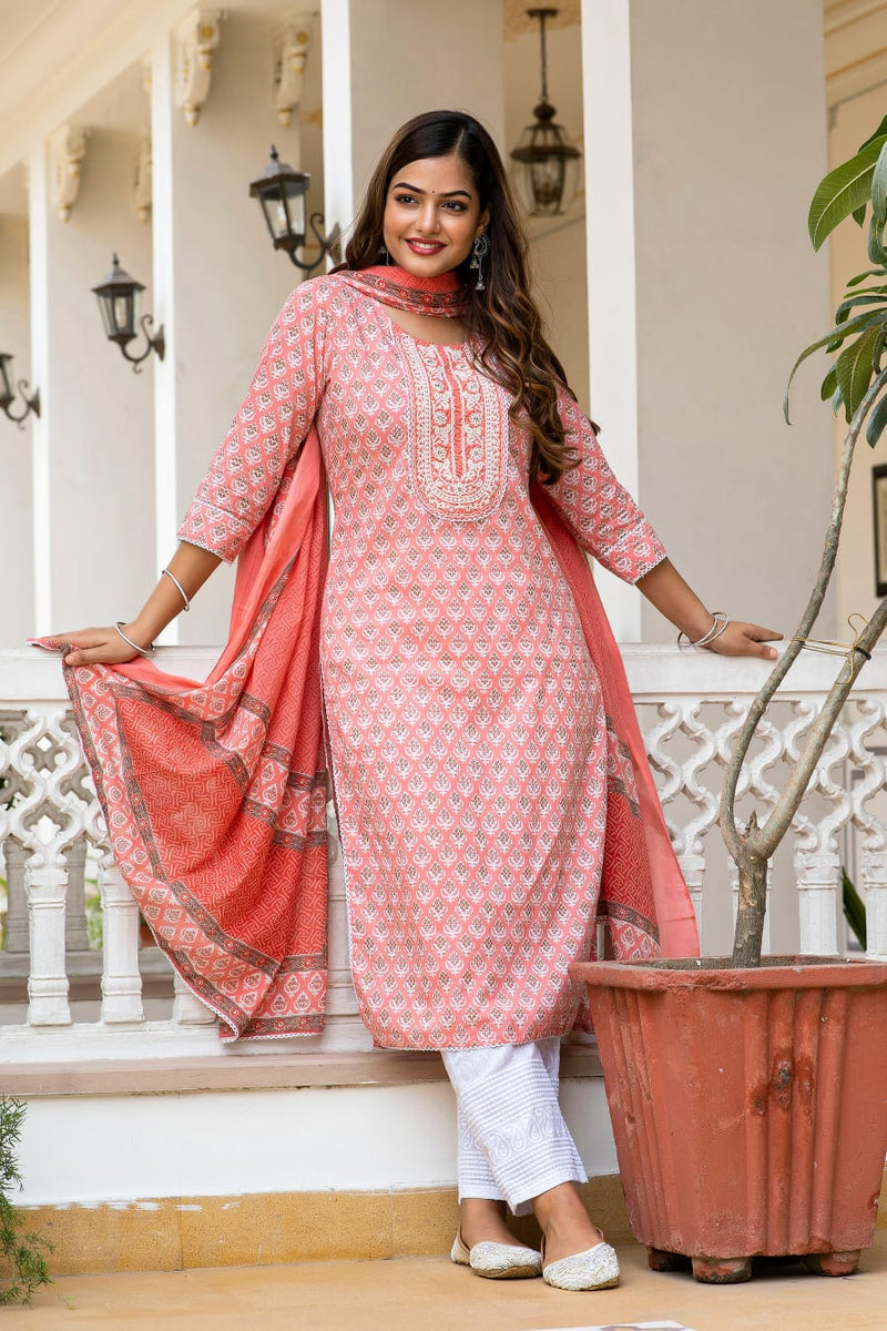 Bright Pink Color Suit With Dupatta