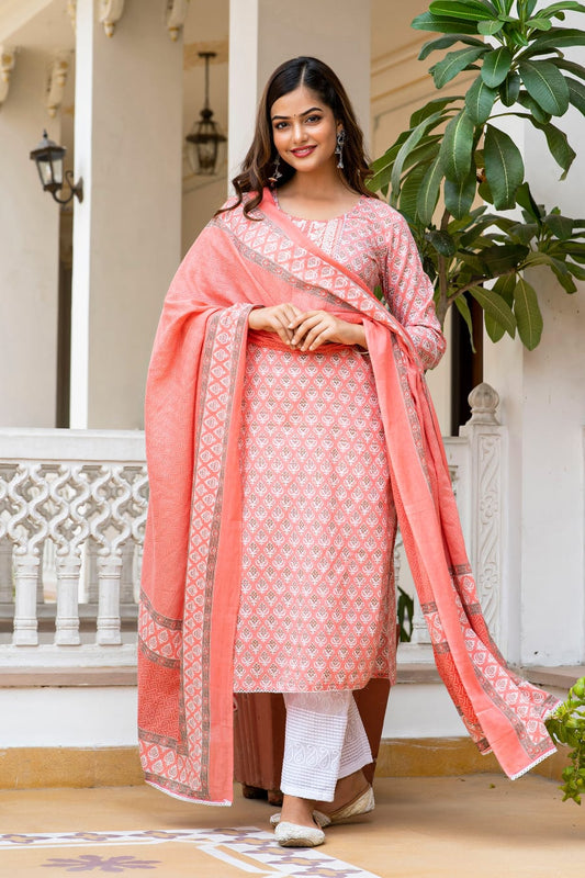 Bright Pink Color Suit With Dupatta