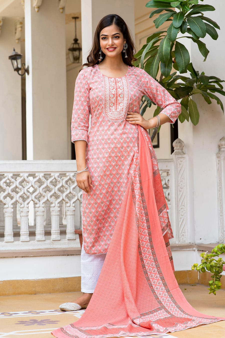 Bright Pink Color Suit With Dupatta