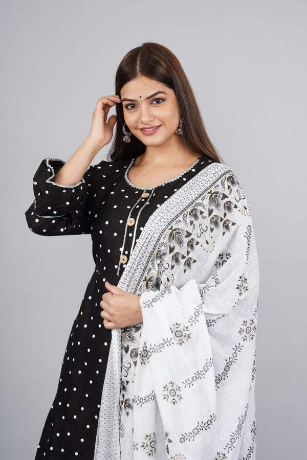 Black & White Suit With Dupatta