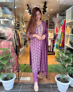 Purple Suit With Dupatta