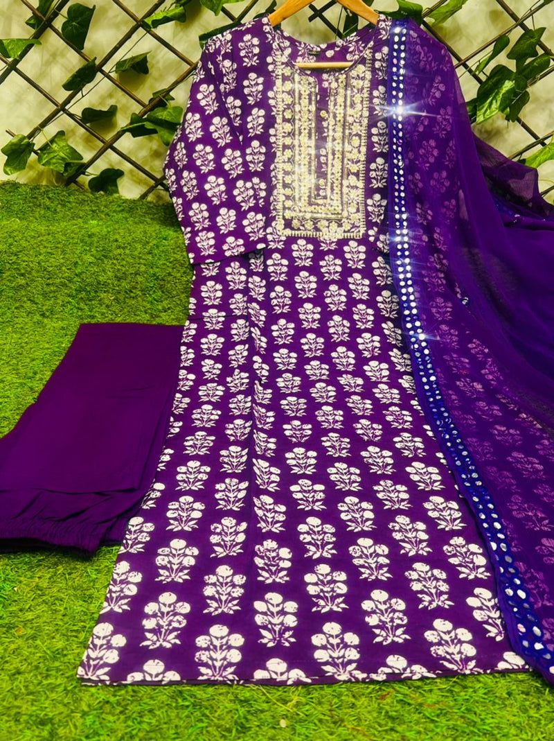 Purple Suit With Dupatta