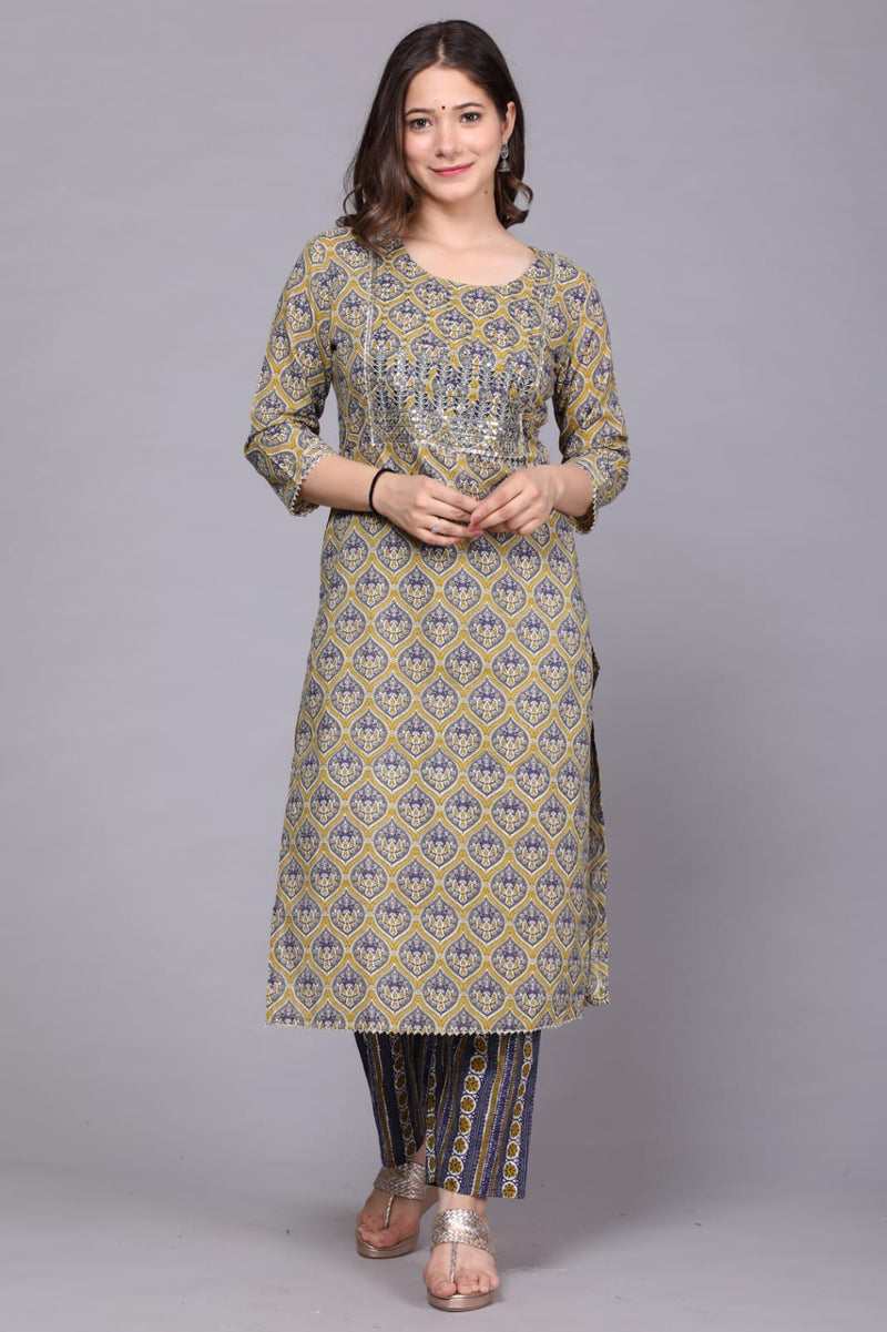 Mustard & Blue Suit with Dupatta