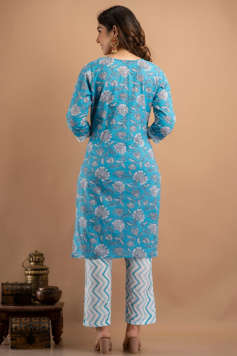 Maya Blue & White Suit with Dupatta