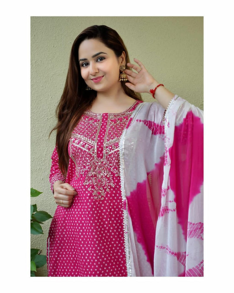 Pink & White Designer Suit with Dupatta