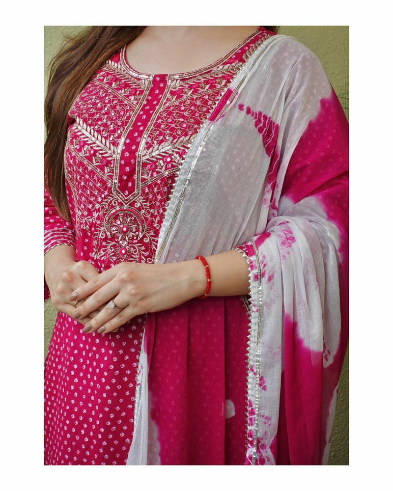 Pink & White Designer Suit with Dupatta