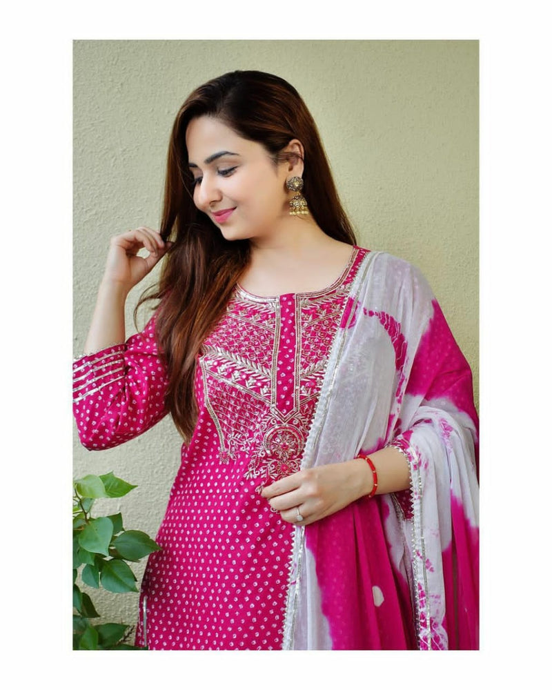 Pink & White Designer Suit with Dupatta