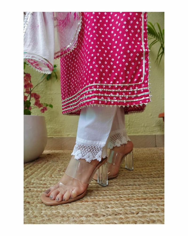 Pink & White Designer Suit with Dupatta