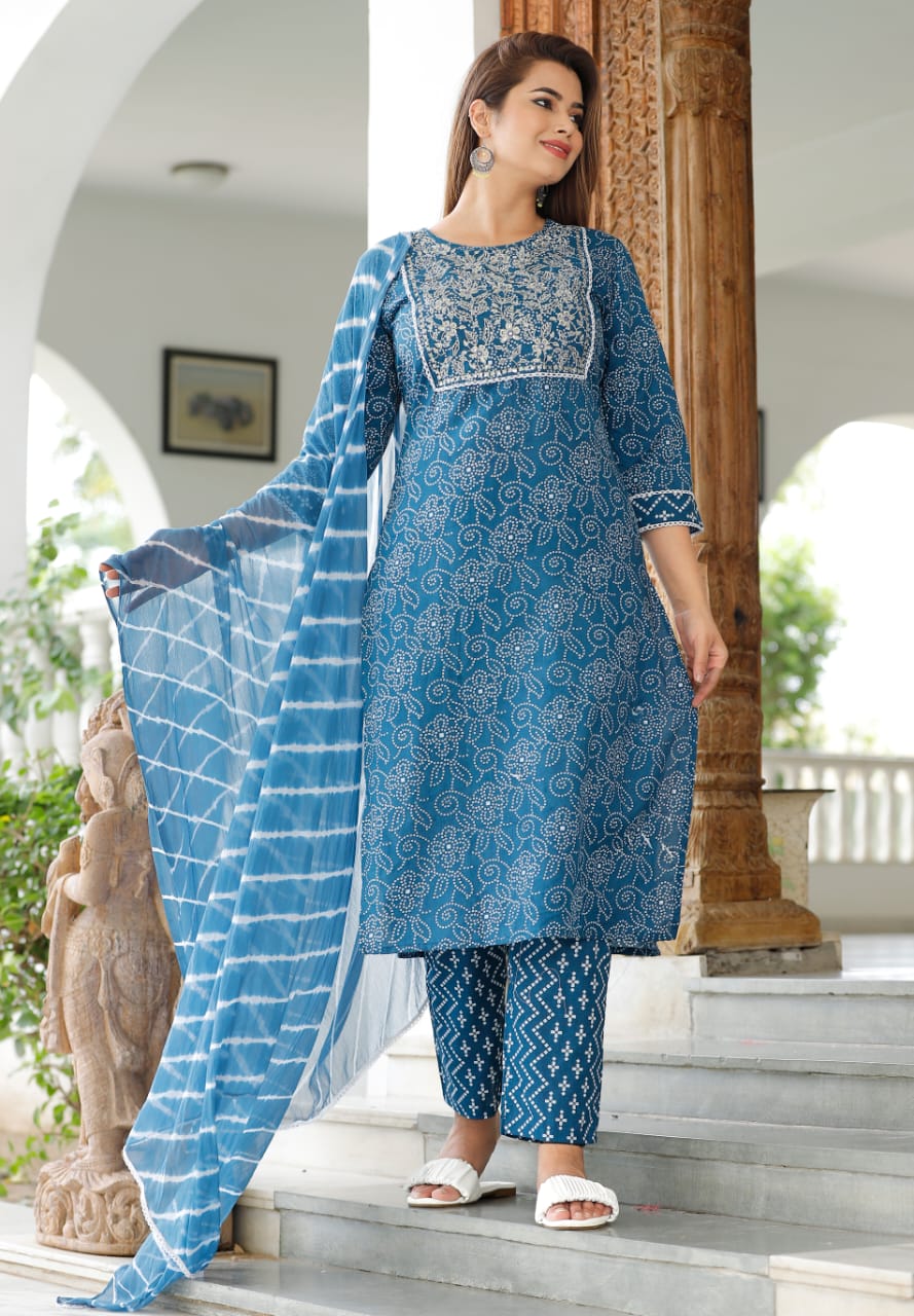 Royal Blue Suit With Dupatta