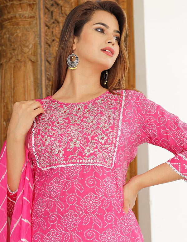 Pink Heavy embroidery Suit With Dupatta