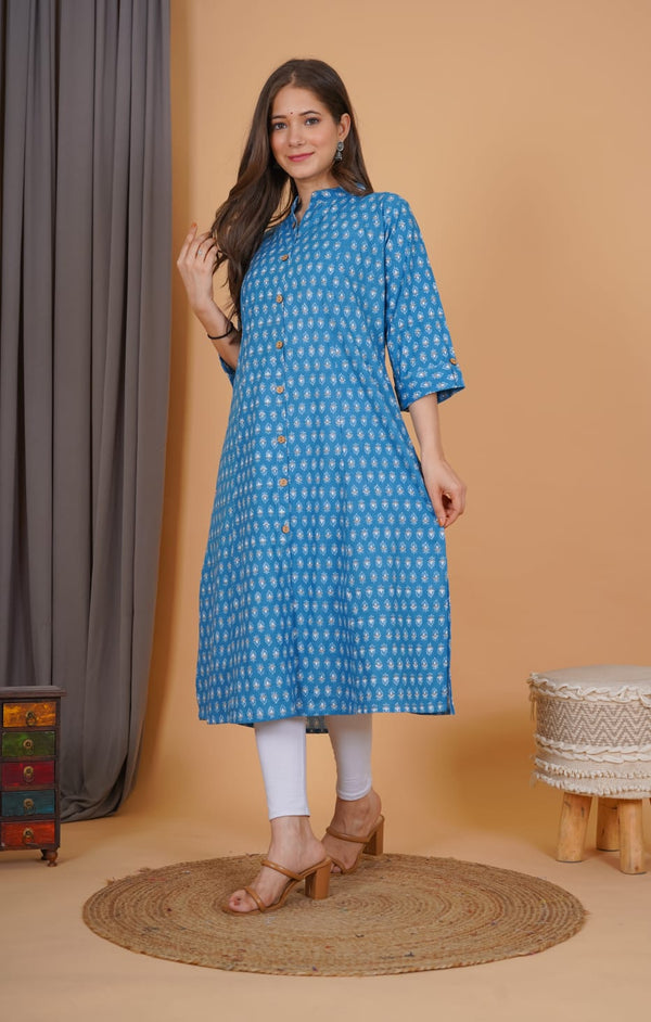 Maya Blue Printed Kurti