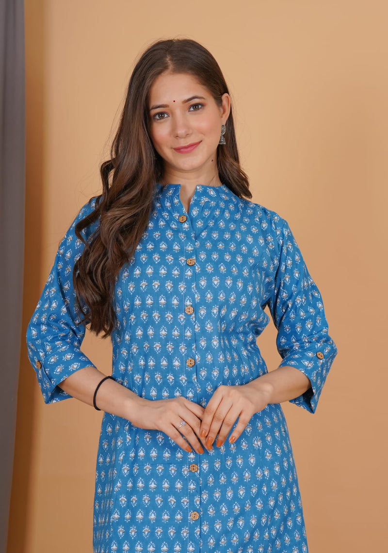 Maya Blue Printed Kurti