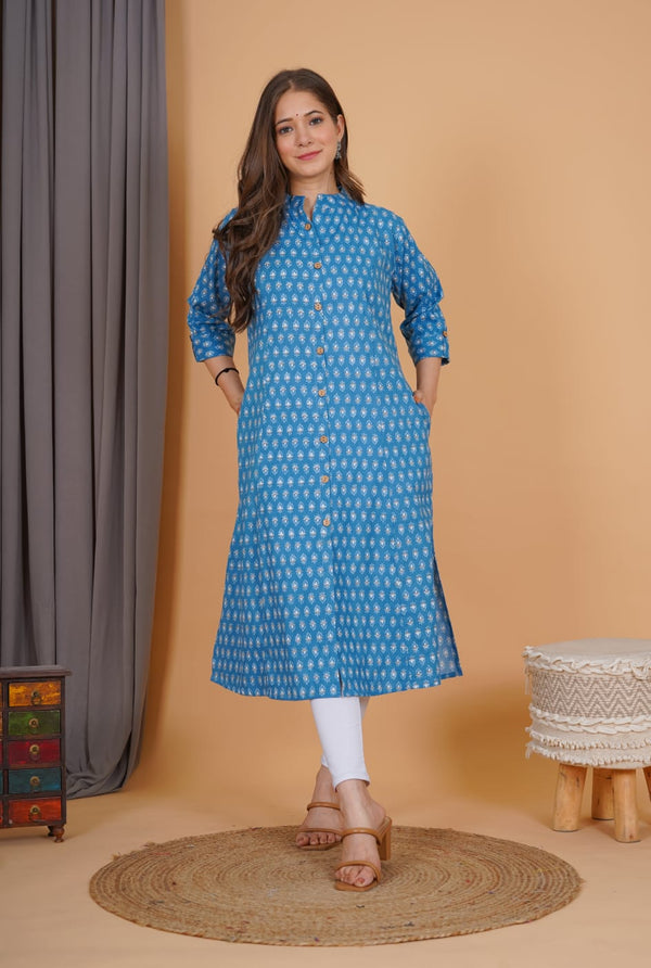 Maya Blue Printed Kurti