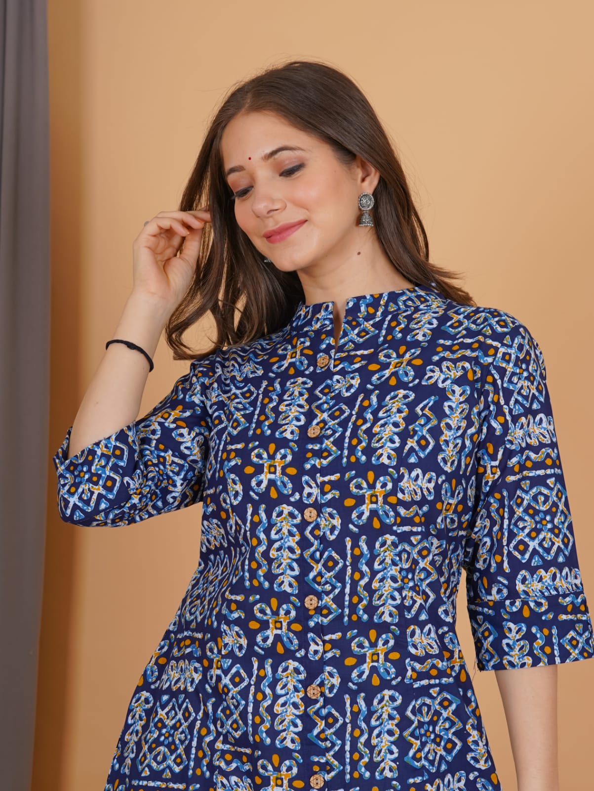 Royal Blue Printed Kurti