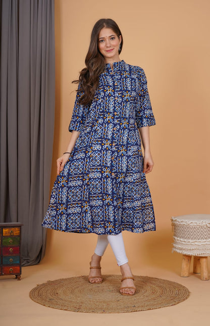 Royal Blue Printed Kurti