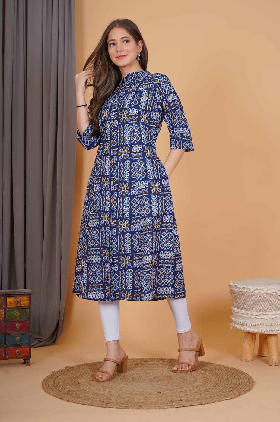 Royal Blue Printed Kurti