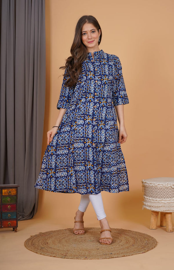 Royal Blue Printed Kurti