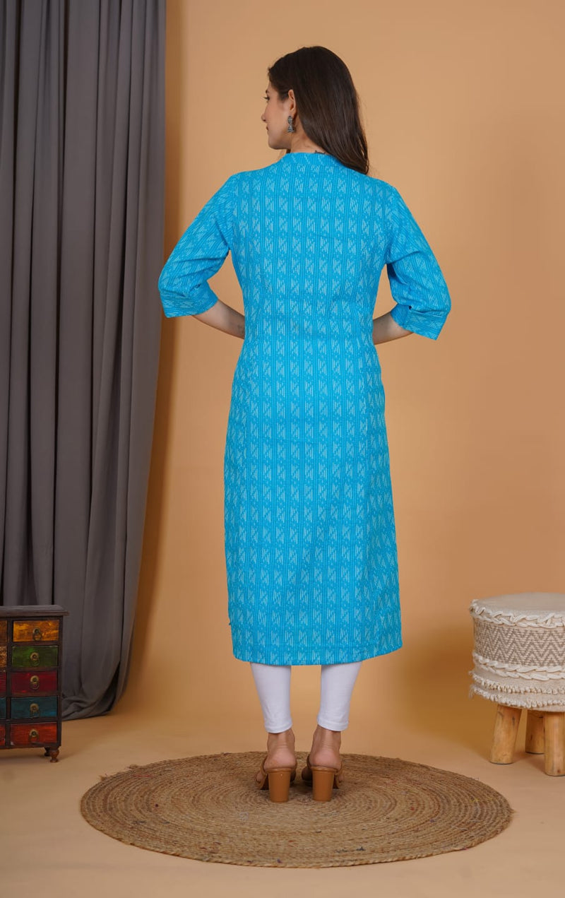 Sky Blue Printed Kurti