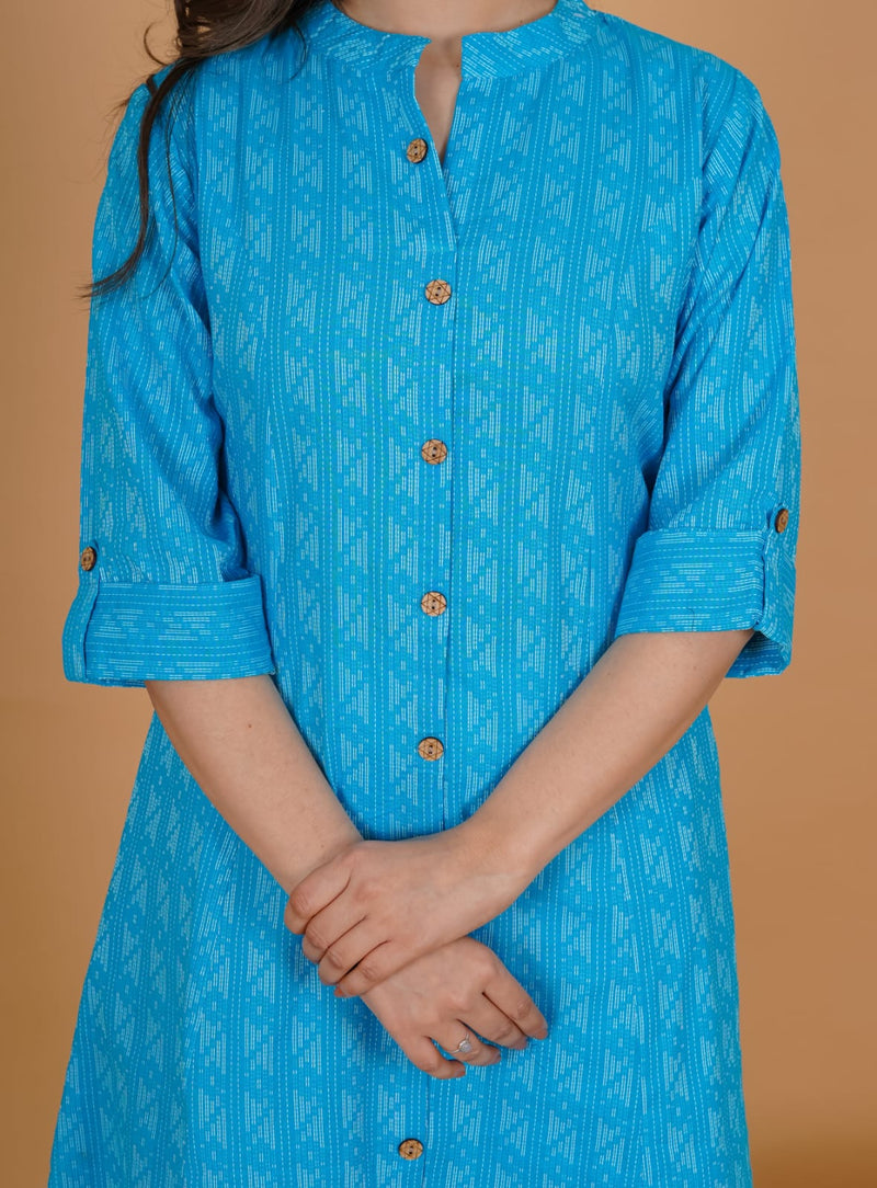 Sky Blue Printed Kurti