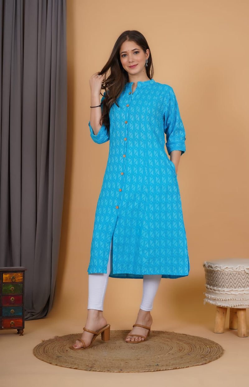 Sky Blue Printed Kurti