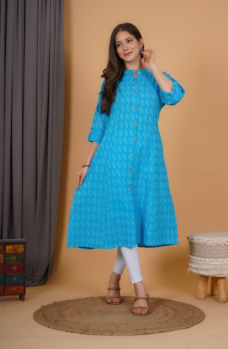 Sky Blue Printed Kurti