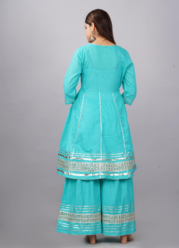 Sky Blue Sharara Set With Dupatta