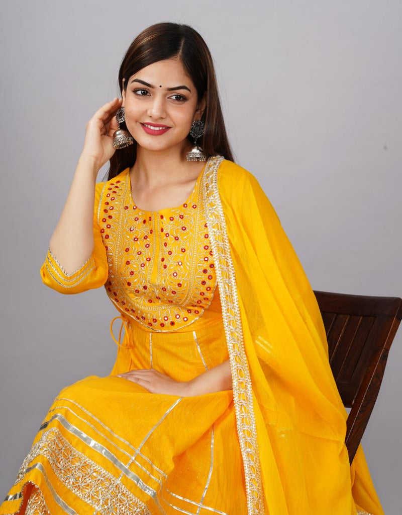 Bright Yellow Sharara Set With Dupatta