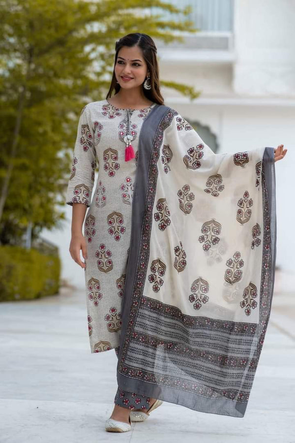 Light Grey Suit With Dupatta