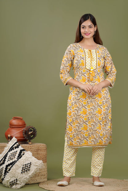 Marigold, Ivory & white Suit With Dupatta