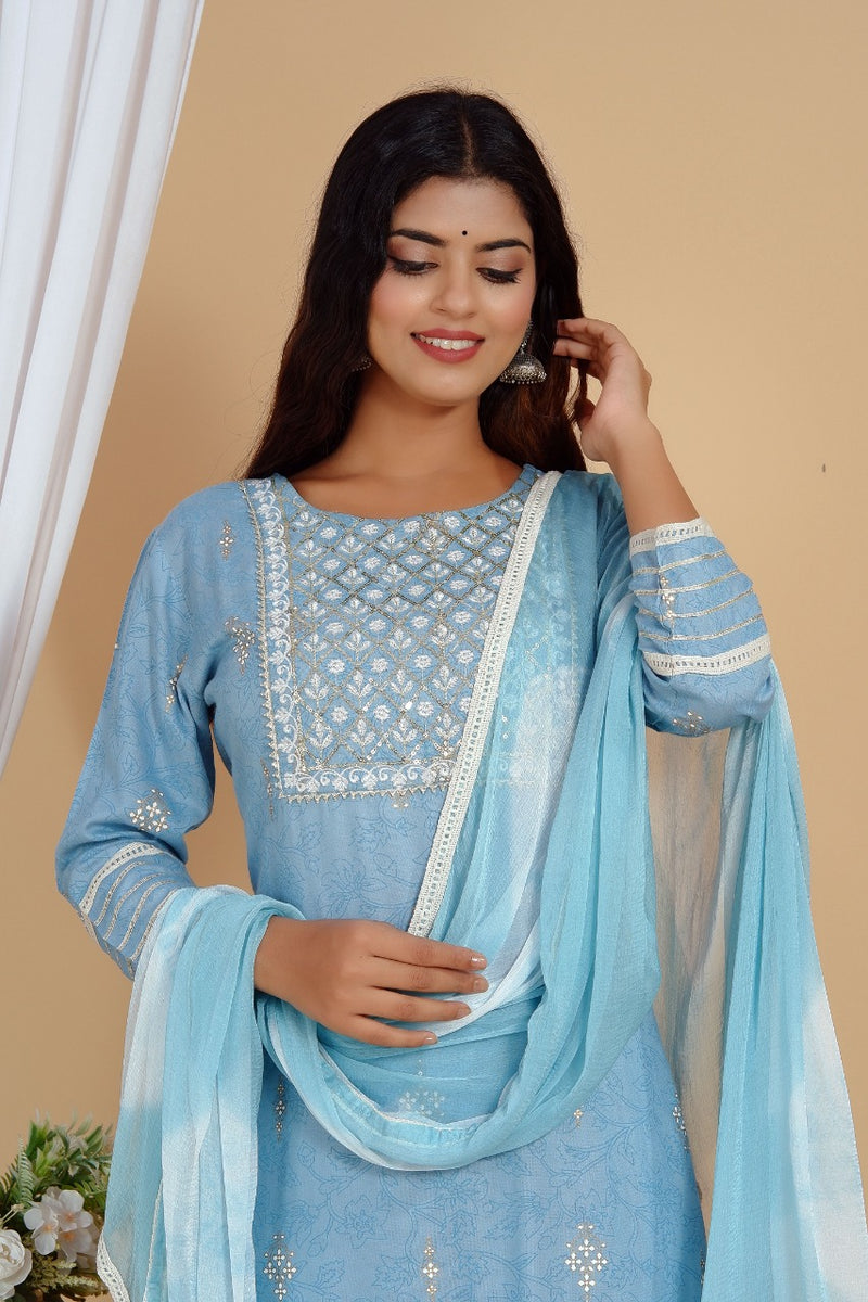 Baby Blue Suit With Dupatta