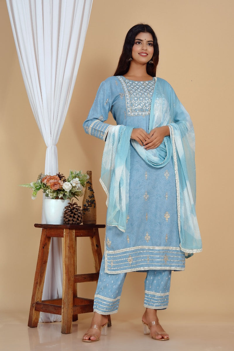 Baby Blue Suit With Dupatta