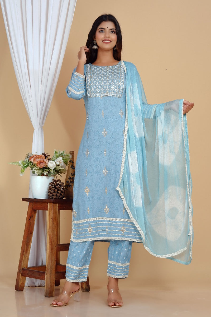 Baby Blue Suit With Dupatta