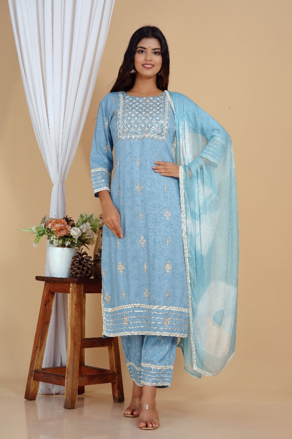 Baby Blue Suit With Dupatta