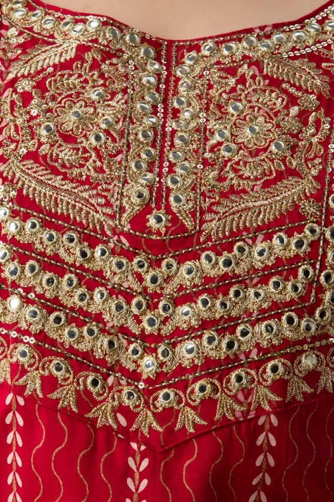 Red & White Suit With Dupatta