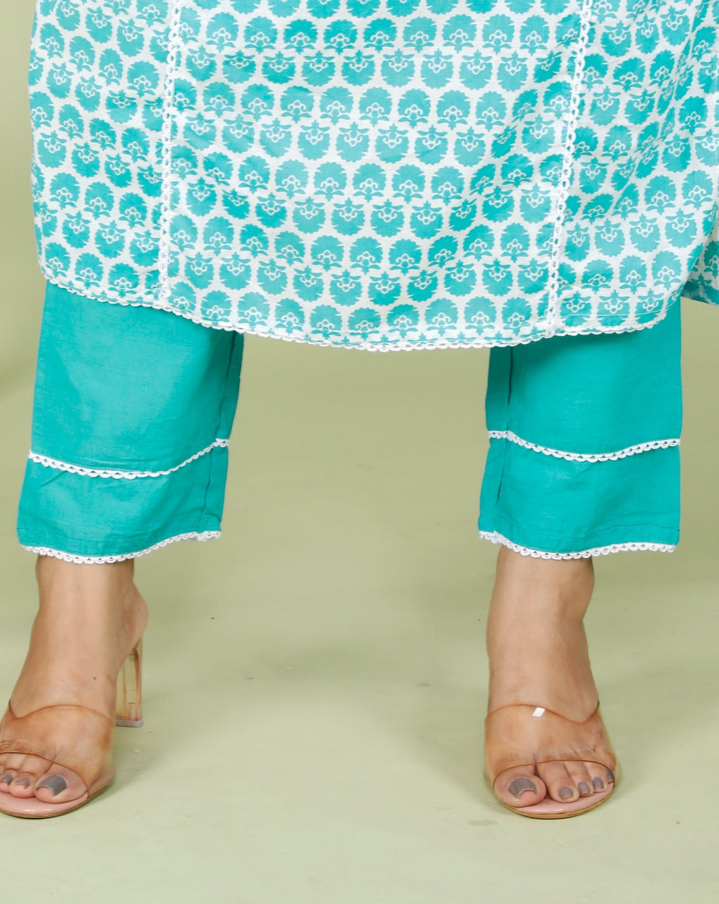 Sky blue & white Suit With Dupatta