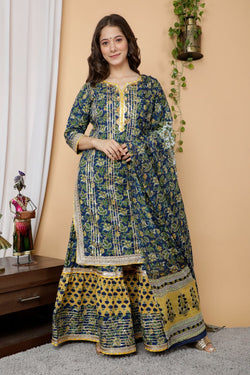 Designer Kurti Sharara Suit With Duppata