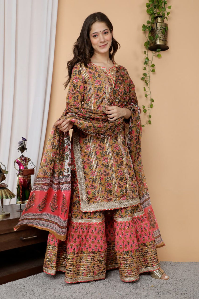 Designer Kurti Sharara Set With Dupatta