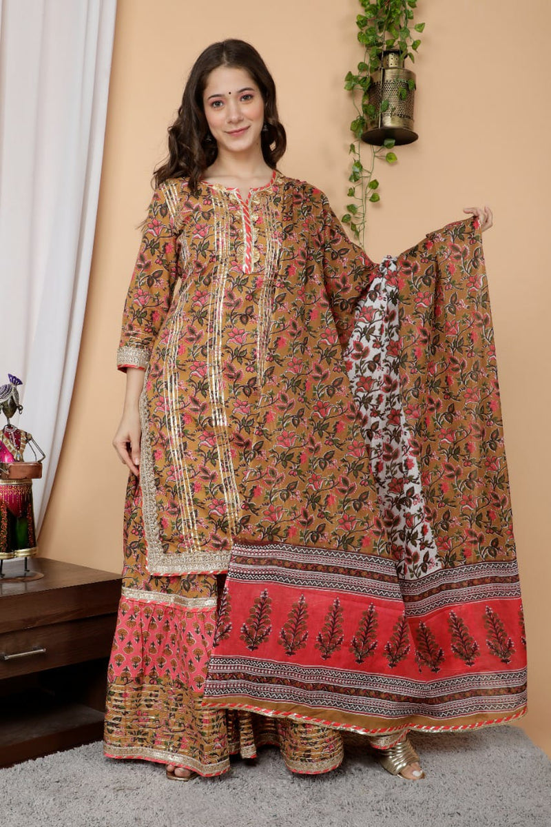 Designer Kurti Sharara Set With Dupatta