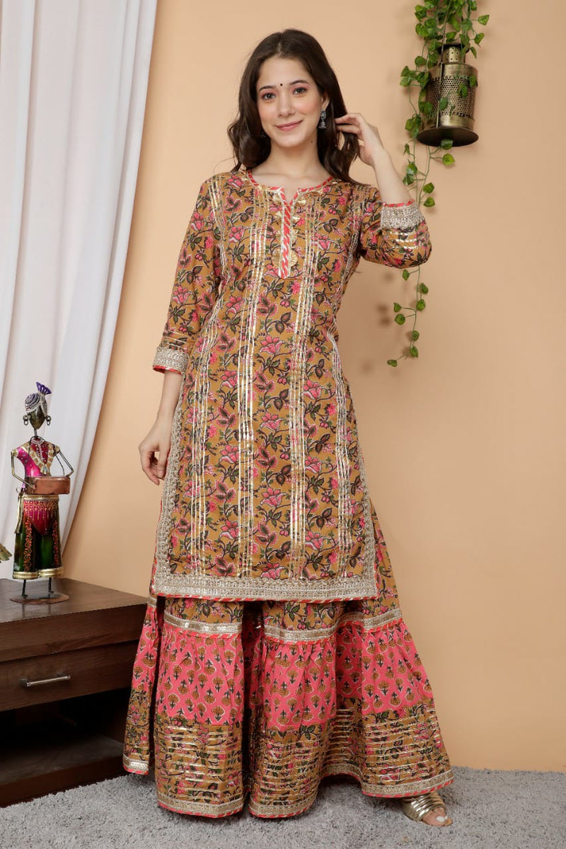 Designer Kurti Sharara Set With Dupatta