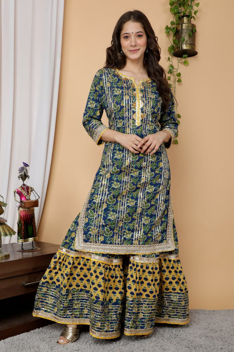 Designer Kurti Sharara Suit With Duppata