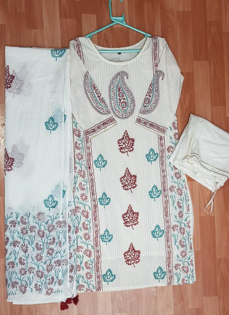 Creamish White Suit with Dupatta